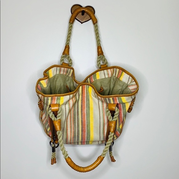 Cole Haan Handbags - Cole Haan | Rope Handled Striped Multi Section Bag